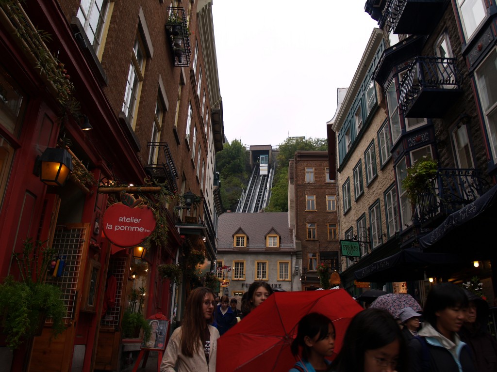 The Quebec City funicular connecting Upper and Lower Town