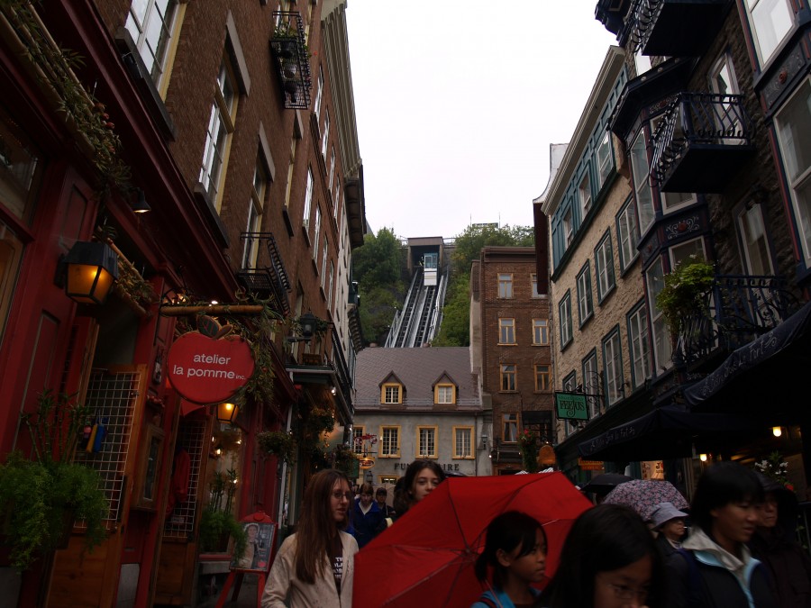 The Quebec City funicular connecting Upper and Lower Town
