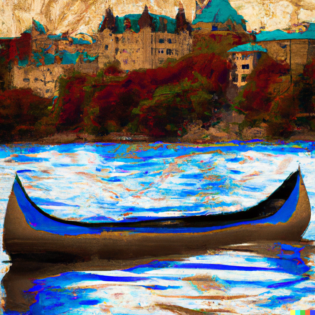 Illustration of the Chasse-galerie flying canoe legend
