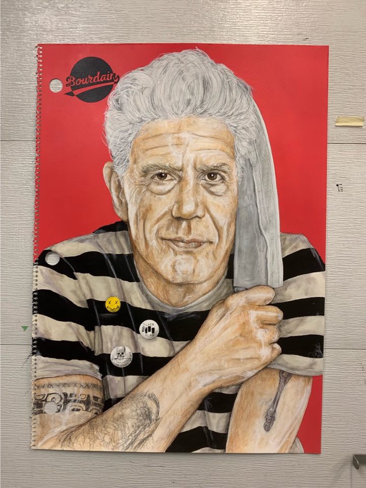 Anthony Bourdain portrait artwork by Sébastien Larochelle