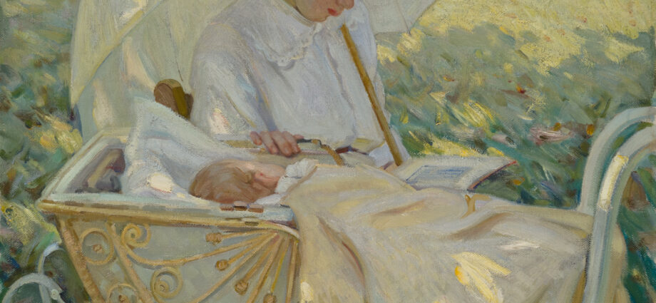 Helen Helen McNicoll, À l’ombre de l’arbre, vers 1915. Huile sur toile, 100 × 81,5 cm. MNBAQ, achat (1951.140) / Photo : MNBAQ, Jean-Guy Kérouac