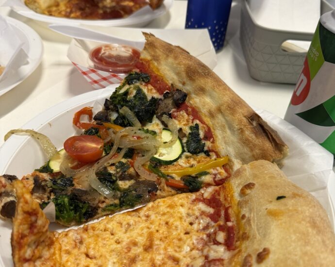 New York-style pizza slices at Bottega in Old Quebec