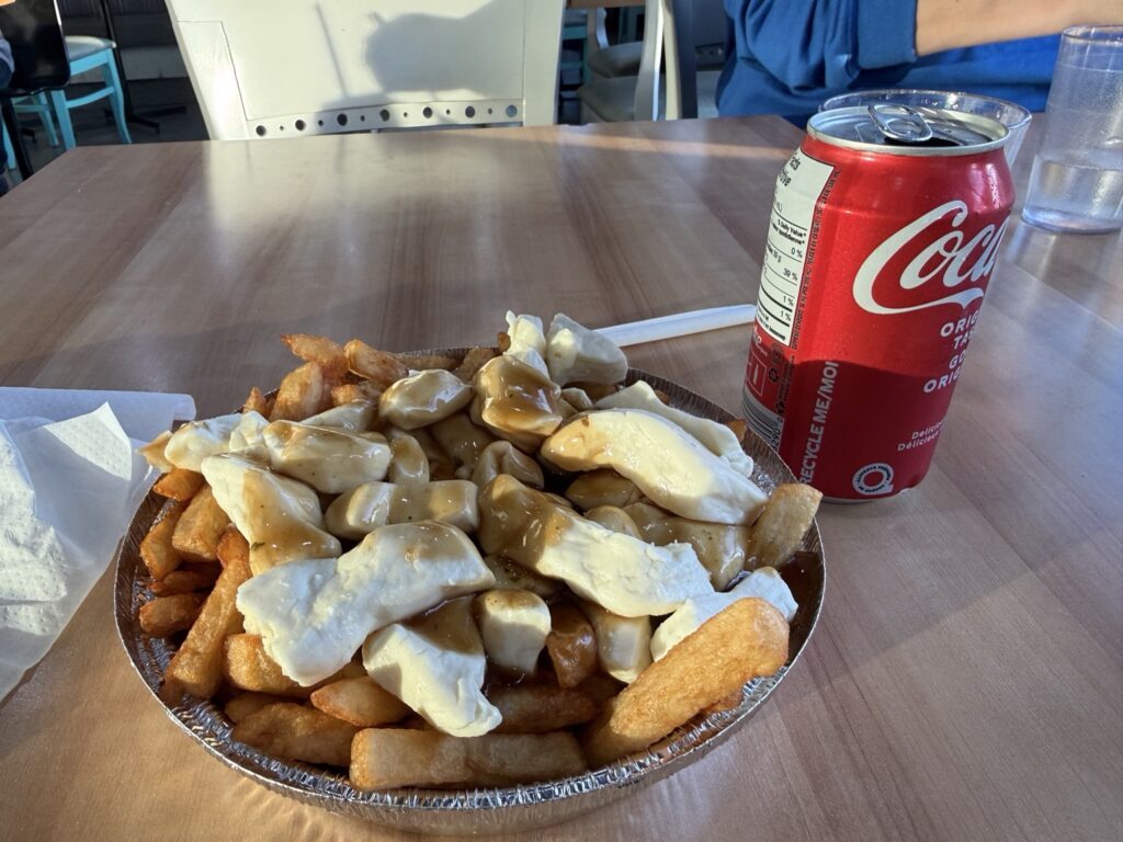 Poutine topped with fresh cheese curds at Fromagerie Victoria in Victoriaville