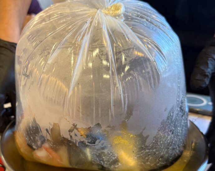 Seafood boil bag served at Seau de Crabe in Charlesbourg, Quebec City